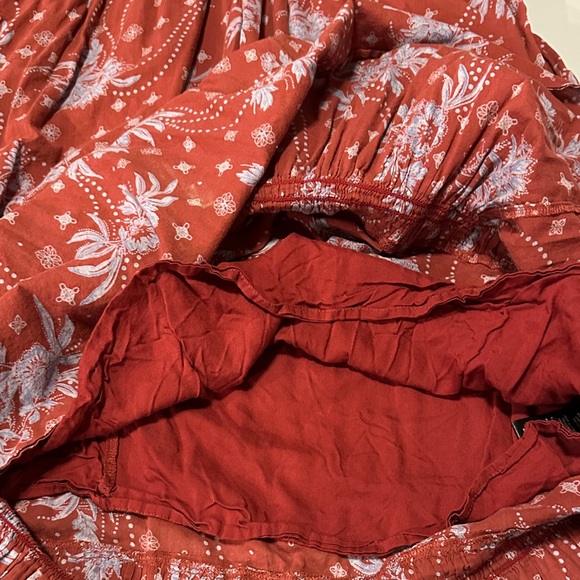 Free People Women's Golden Hour Maxi Dress Wine Combo Maroon Medium Boho Cotton - Picture 13 of 15